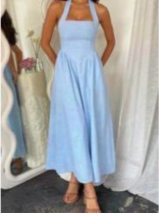 SHEIN Dresses & Skirts - SHEIN Light Blue Halter Midi Dress